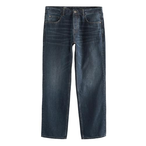 NEXT Herren Straight Fit Jeans aus 100% Baumwolle, Authentische Jeans für Herren Blau Mittel 38 von NEXT