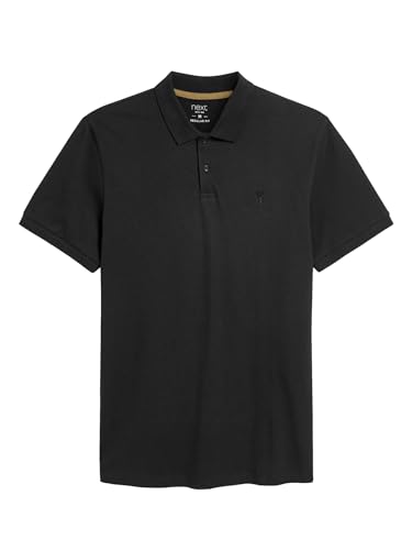NEXT Herren Piqué Poloshirt Kurzarm Polohemd Normale Passform Schwarz M von NEXT