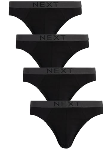 NEXT Herren Slips aus Reiner Baumwolle, 4er-Pack Schwarz L von NEXT