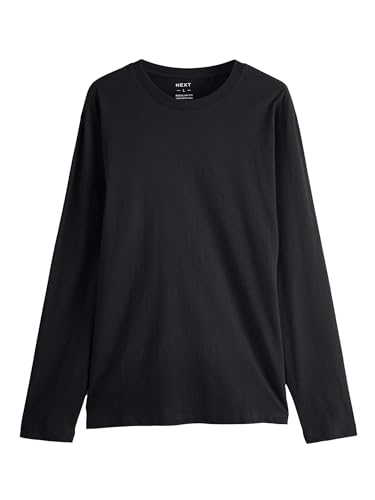 NEXT Herren T Shirt Langarm Rundhals Normale Passform Schwarz 2XL von NEXT