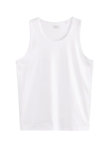 NEXT Herren Top Tanktop Ärmellos Freizeit Normale Passform Weiß L von NEXT
