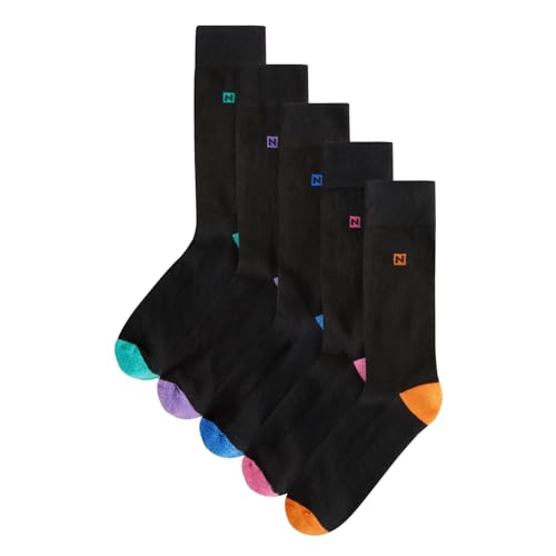 NEXT Herrensocken mit Gepolsteter Sohle, Baumwoll-Stretch-Mix, 5er Pack Socken für Herren Schwarz Bright Heel 43-45 NEXT Herrensocken mit Gepolsteter Sohle, Baumwoll-Stretch-Mix, 5er Pack Socken für Herren Schwarz Bright Heel 43-45 von NEXT