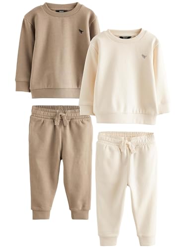 NEXT Jersey-Sweatshirt und Jogginghose im Set, 2er-Pack Stein/Creme 3-4 Jahre von NEXT