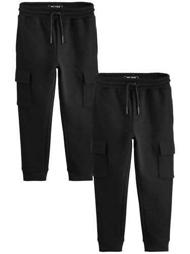 NEXT Jogginghose im Slim Fit mit aufgesetzen Taschen, 2er Pack Schwarz 10 Jahre von NEXT