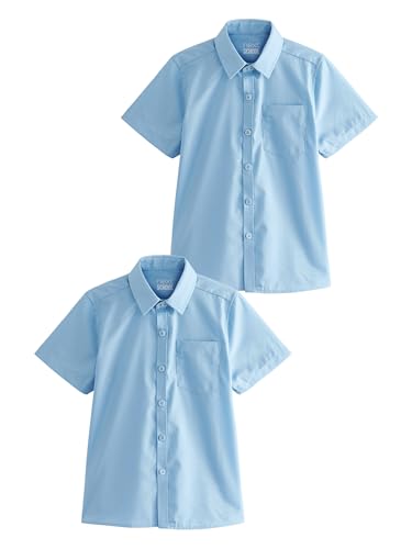 NEXT Jungen Kurzärmelige Hemden 2Er Pack Regular Blau 13 Jahre von NEXT
