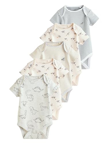 NEXT Kurzärmelige Baby Bodysuits im 5er-Pack Grey Dinosaur 12 Monate von NEXT