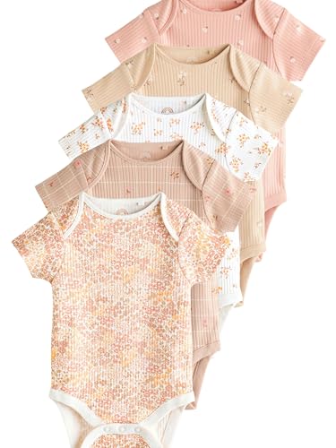 NEXT Kurzärmelige Babybodys 100% Baumwolle, 5 Stk. Apricot Ditsy 3 Monate von NEXT