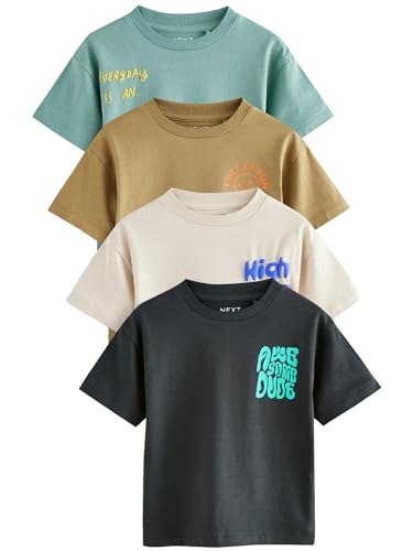 NEXT Kurzärmelige T-Shirts im 4er-Pack Multi Slogan 3 Jahre von NEXT
