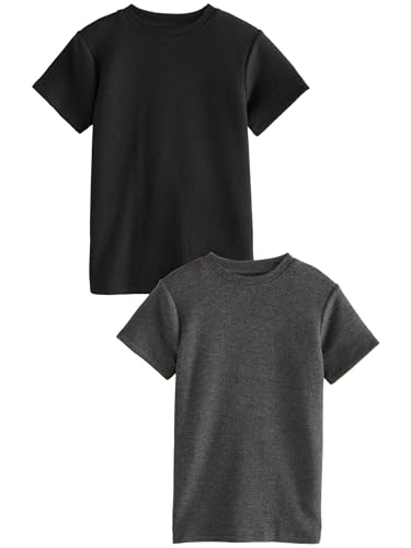 NEXT Kurzärmelige Thermo-T-Shirts im 2er-Pack Black/Charcoal Grey 9 Jahre von NEXT