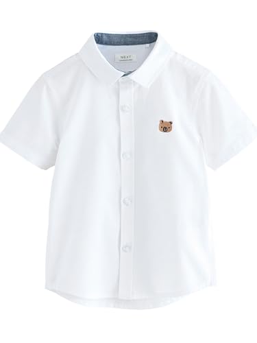 NEXT Kurzärmeliges Oxford-Hemd White Bear Embroidery 18 Monate von NEXT