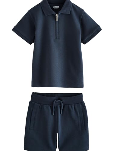 NEXT Kurzarm-Polohemd mit Reißverschluss und Shorts Navy Textured 5 Jahre von NEXT