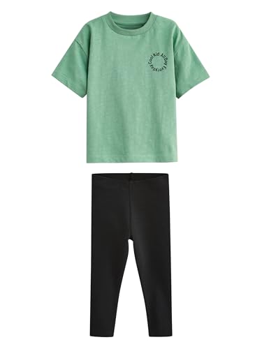 NEXT Kurzarm-T-Shirt und Leggings im Set Green/Black Oversized 12 Monate von NEXT
