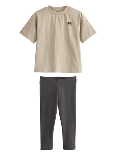 NEXT Kurzarm-T-Shirt und Leggings im Set Neutral Oversized 2 Jahre von NEXT