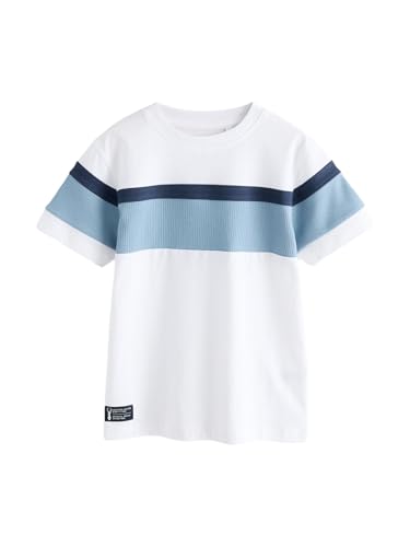 NEXT Kurzarmshirt mit Farbblock-Design 100% Baumwolle White/Blue Textured 4 Jahre von NEXT