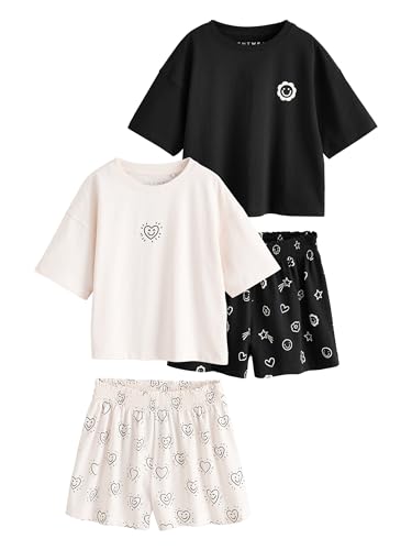 NEXT Kurze Schlafanzüge, 2er-Pack Black/Ecru 12 Jahre von NEXT