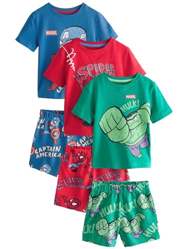 NEXT Kurze Schlafanzüge aus Baumwolle, 3er-Pack Multi Bright Mini Marvel 6 Jahre von NEXT