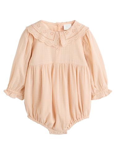 NEXT Langärmeliger Babystrampler aus 100% Baumwolle Peach Pink Newborn von NEXT