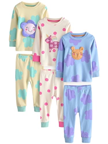 NEXT Langärmeliger Kuschel-Pyjama, 3er-Pack Pastel Cat/Unicorn/Flower 18 Monate von NEXT
