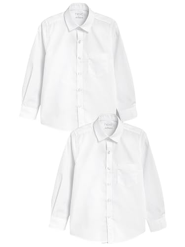 NEXT Langarmhemden im Slim-Fit (3-17 Jahre), 2er-Pack Weiß 9 Jahre von NEXT