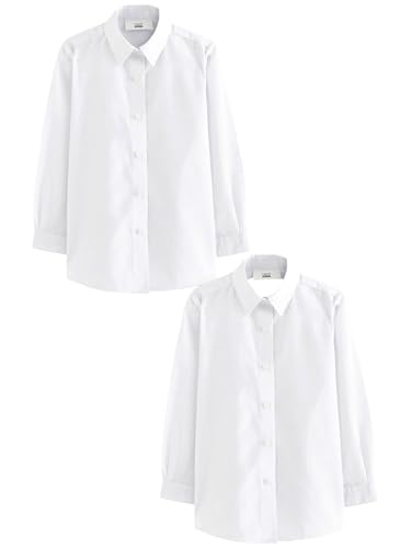 NEXT Mädchen Elegante Langarmblusen 2Er Pack (3-16 Jahre) Slim Fit Weiß 12 Jahre Slim Fit von NEXT