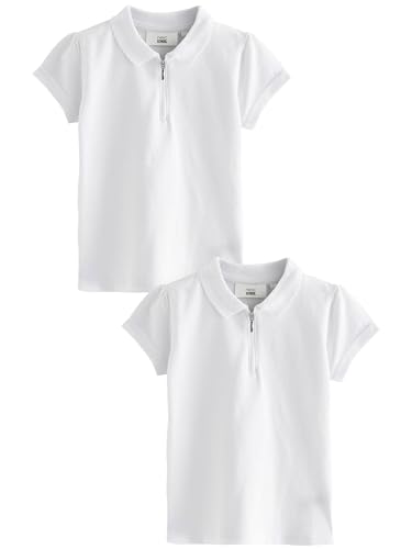 NEXT Mädchen Poloshirt mit Reißverschluss 2er-Pack Weiß 7 Jahre von NEXT