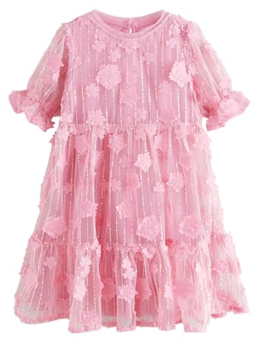 NEXT Mesh-Partykleid mit Paillettenblume Rosa 7 Jahre von NEXT