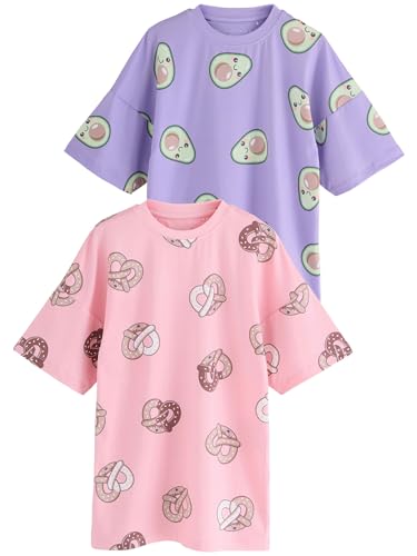 NEXT Nachthemden, 2er-Pack Pink/Purple Avocado Print 12 Jahre von NEXT