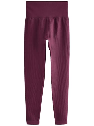 NEXT Nahtlos Gerippte Leggings mit hoher Taille Wine Red S von NEXT