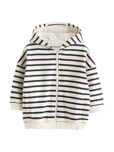 NEXT Oversize-Kapuzenjacke mit Reißverschluss Ecru White/Navy Blue Stripe 6 Jahre von NEXT