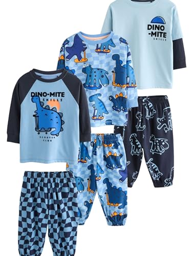 NEXT Oversized Fit Schlafanzüge, 3er Pack Orange/Navy Dinosaur 12 Monate von NEXT