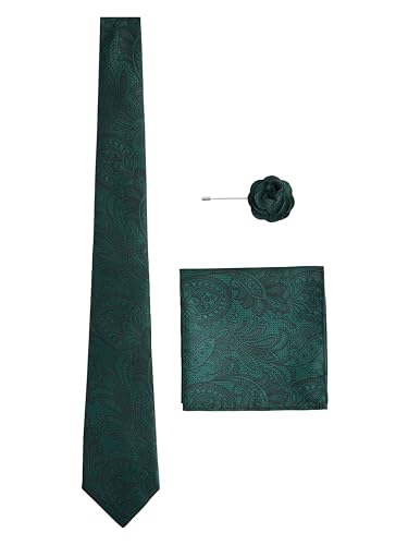 NEXT Paisley-Krawatte, Einstecktuch und Pin Waldgrün one size von NEXT