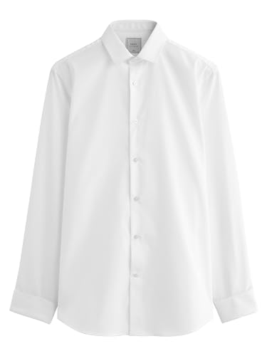 NEXT Pflegeleichtes Regular Fit Hemd mit doppelten Manschetten Weiß 38 von NEXT