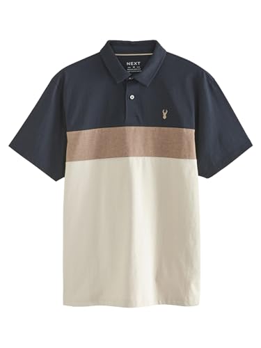 NEXT Poloshirt mit breitem Bruststreifen Marineblau/Neutral M von NEXT