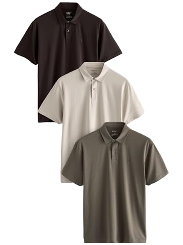 NEXT Poloshirts aus Jersey im 3er-Pack Neutrale Farben L von NEXT