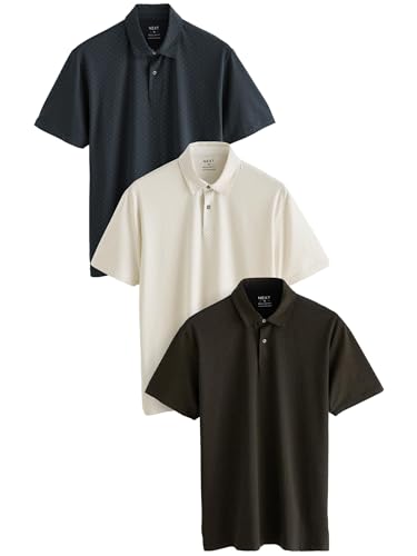 NEXT Poloshirts aus Jersey im 3er-Pack Weiß/Marine/Schwarz Gold Geos XXL von NEXT