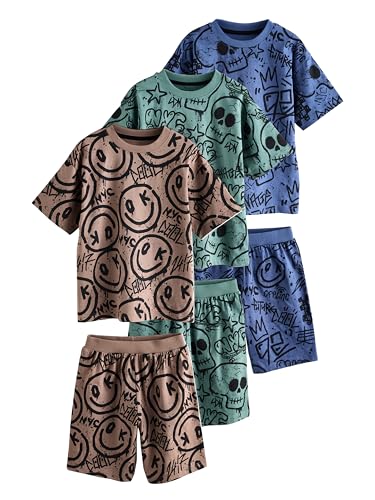 NEXT Pyjamas mit Shorts aus 100% Baumwolle, 3er-Pack Multi Graffiti 8 Jahre von NEXT