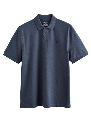 NEXT Regular Fit kurzärmeliges Pikee-Poloshirt Denim Marl S von NEXT