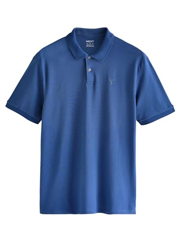 NEXT Regular Fit kurzärmeliges Pikee-Poloshirt Mittelblau 5XL von NEXT