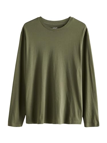 NEXT Rundhalsshirt – Regular Fit Grün Khaki XL von NEXT
