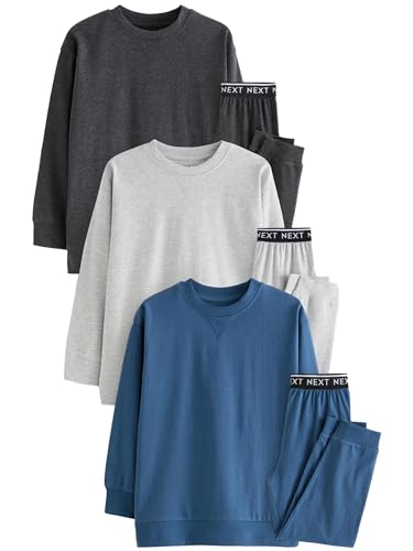 NEXT Schlafanzüge mit langem Bein, 3er-Pack Blue/Grey/Charcoal 10 Jahre von NEXT