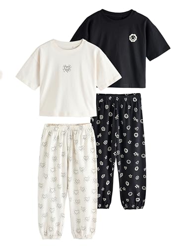NEXT Schlafanzug mit Jogginghose im 2er-Pack Black/Ecru 10 Jahre von NEXT