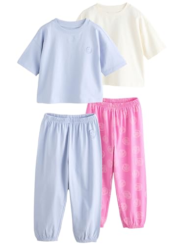 NEXT Schlafanzug mit Jogginghose im 2er-Pack Pink/Blue Happy Face 14 Jahre von NEXT