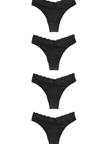 NEXT 4er-Pack Jazzpants aus Baumwollmischung mit Spitze Schwarz 38 von NEXT