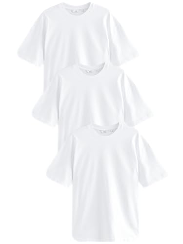 NEXT Schwere Relaxed Fit T-Shirts im 3er Pack Weiß L von NEXT