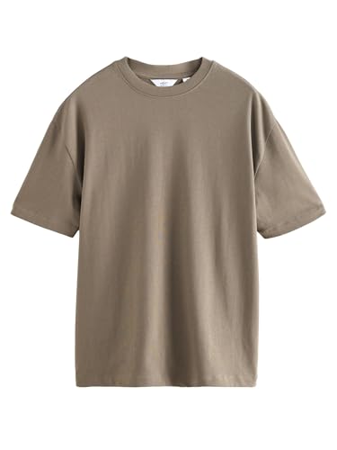 NEXT Schweres T-Shirt im Relaxed Fit Neutral Mushroom M von NEXT
