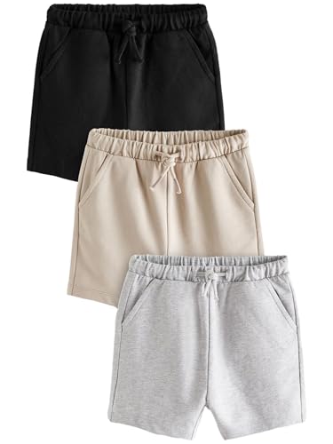 NEXT Shorts aus 100% Baumwolle, 3er-Pack Grau/Stein Neutral/Schwarz 9 Monate von NEXT
