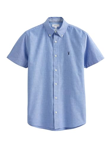 NEXT Slim Fit Kurzarm-Oxfordhemd Hellblau L von NEXT