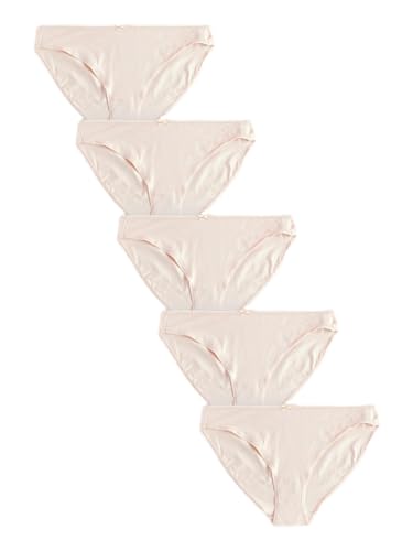 NEXT Slips mit hohem Baumwollanteil und hohem Beinausschnitt, 5er-Pack Pastel Rose Nude 40 von NEXT