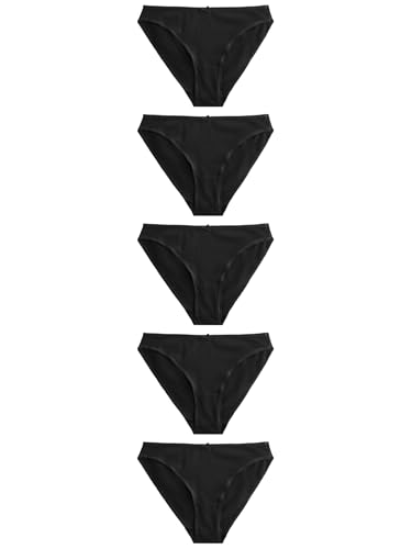 NEXT Slips mit hohem Baumwollanteil und hohem Beinausschnitt, 5er-Pack Schwarz 36 von NEXT
