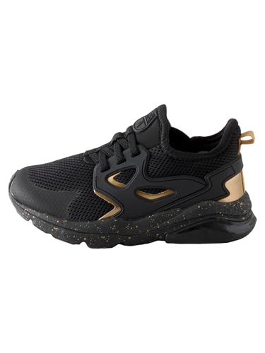 NEXT Sneaker mit elastischen Schnürsenkeln, Weite Passform Black/Gold von NEXT